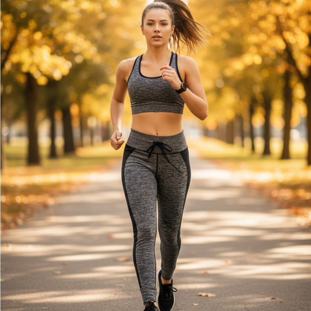 PINK Victoria's Secret Black and Gray Leggings